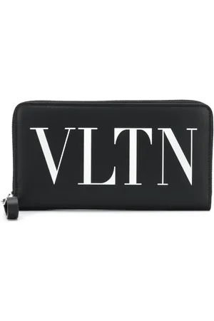 Vltn Wallet With Neck Strap for Man in Black/white