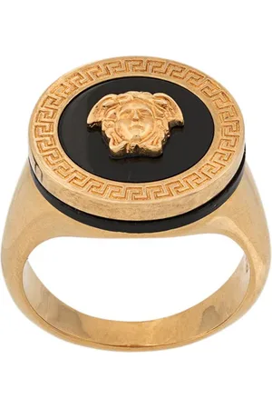 New Authentic Versace Medusa Head Logo Engraved Gold tone Ring 8.5 19 | eBay