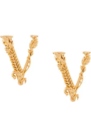 Versace Gold V Stud Earrings Versace