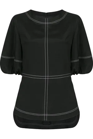 GOEN.J Topstitching puff-sleeves blouse
