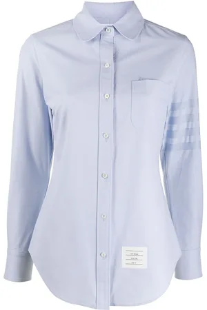 Thom Browne 4-Bar round collar Oxford shirt