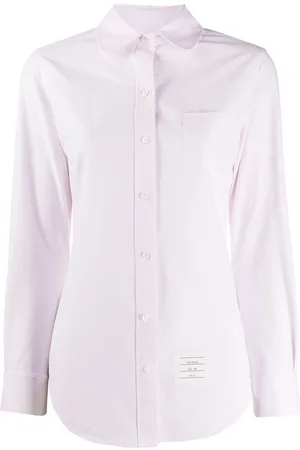 Thom Browne 4-Bar round collar Oxford shirt