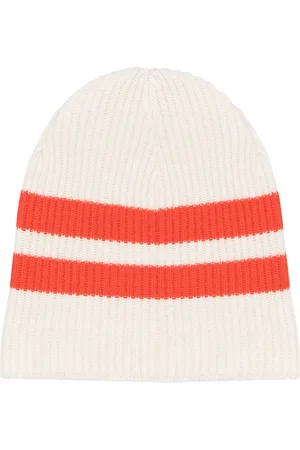 Cashmere In Love Striped ribbed-knit beanie
