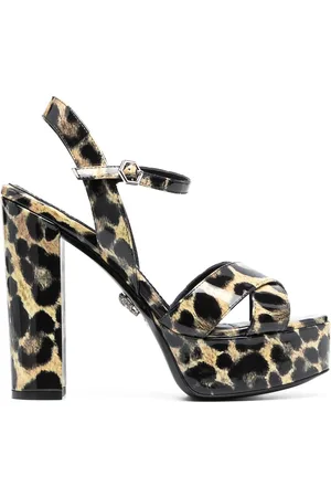 Philipp Plein Patent platform leopard print sandals