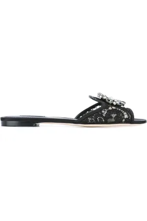 Dolce & Gabbana Embellished lace flat sandals