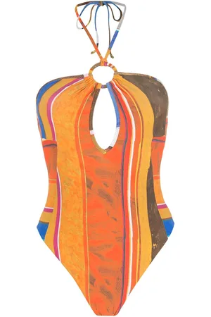 AMIR SLAMA Striped print Eco high-leg swimsuit