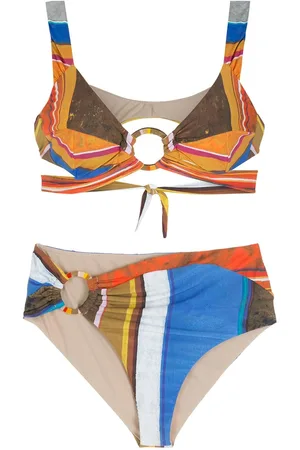 AMIR SLAMA Striped print Eco bikini set