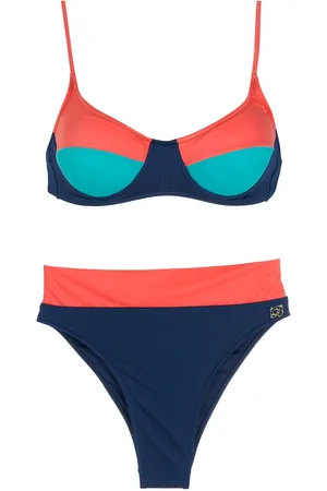 Brigitte Colour-block high-waist bikini set