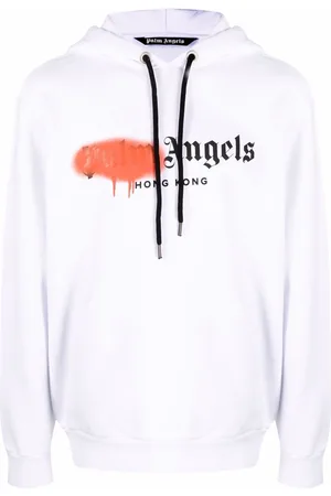 Palm Angels Sprayed La Logo Popover Hoody in Black for Men