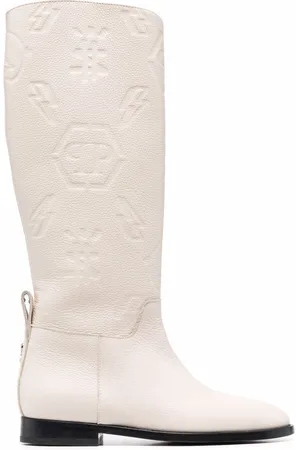 Philipp Plein Embossed-logo knee-high boots