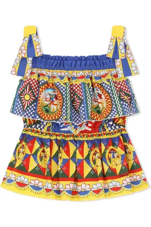 Dolce & Gabbana Carretto-print tiered poplin top