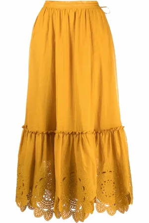 ZIMMERMANN Teddy scallop ruffle-hem skirt