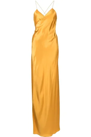 Michelle Mason Cross-strap silk wrap gown