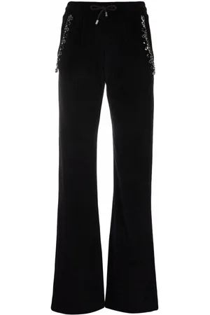 Philipp Plein Crystal cable detail velvet track pants