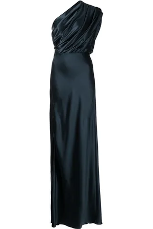 Michelle Mason Silk asymmetrical gathered gown