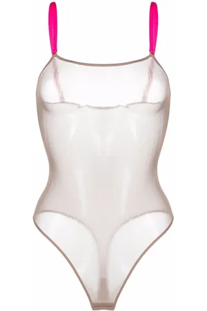MAISON CLOSE Contrast-strap mesh bodysuit