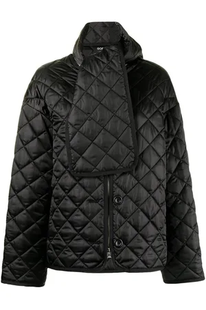GOEN.J Scarf-detail quilted oversized jacket