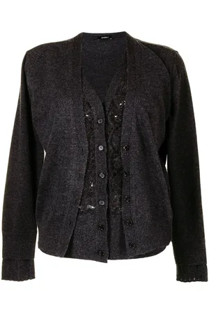 GOEN.J Lace panel layered cardigan