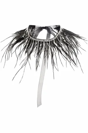 Atu Body Couture Crystal and feather-embellished silk necklace
