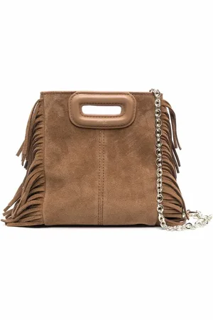 Maje Mini M fringed suede tote bag