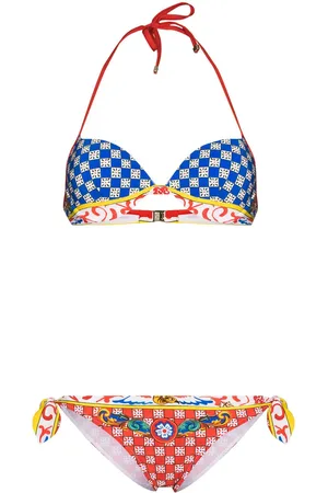 Dolce & Gabbana Carretto-print triangle bikini