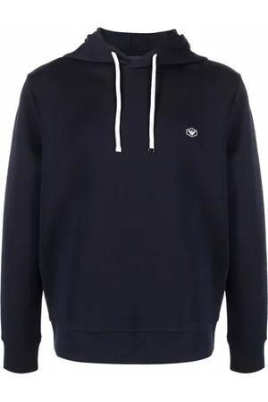 Emporio Armani Long-sleeved logo patch hoodie