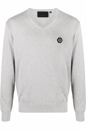 Philipp Plein Logo-patch V-neck jumper