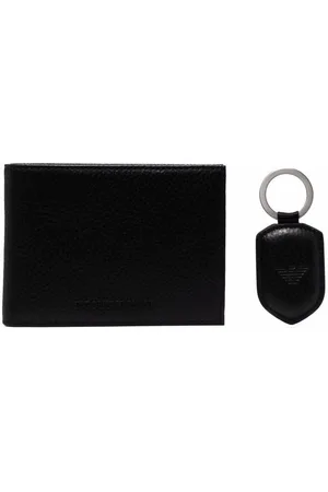 Emporio Armani Folded leather wallet and tag