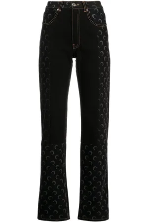 Marine Serre High-rise logo-print straight-leg jeans