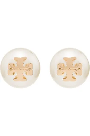 Tory Burch Logo-plaque pearl stud earrings