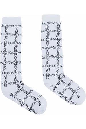 J.W.Anderson Logo grid-print socks