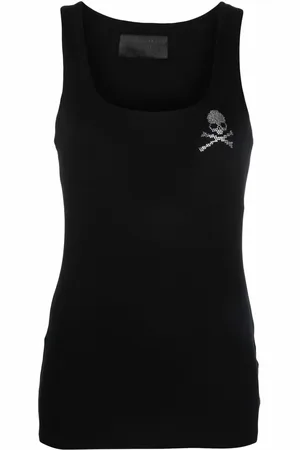 Philipp Plein Rhinestone-embellished skull top