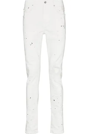 Purple Brand Paint splatter-print skinny-cut jeans