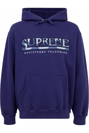 Supreme Denim-print logo hoodie