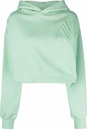 The Attico Cropped embroidered-motif hoodie