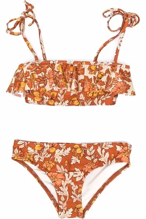 ZIMMERMANN Floral-print ruffled bikini set