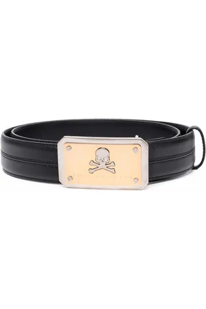 Philipp Plein Skull-plaque leather belt