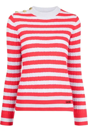 Ganni Striped cable knit jumper