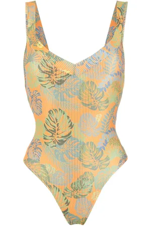 AMIR SLAMA Palm leaf print swimsuit