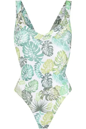 AMIR SLAMA Palm leaf print swimsuit