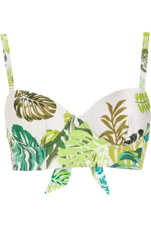AMIR SLAMA Palm leaf print bikini top