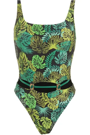 AMIR SLAMA Tropical print ribbed swimsuit