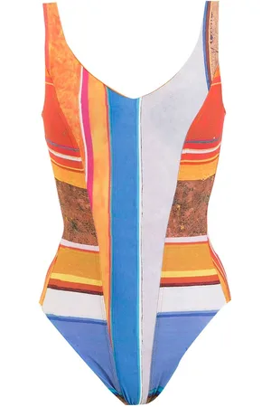 AMIR SLAMA Striped open-back swimsuit