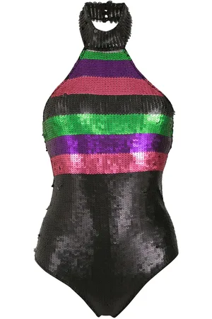 AMIR SLAMA Halterneck sequin swimsuit