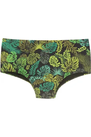AMIR SLAMA Leaf print swim briefs