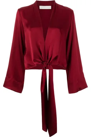 Michelle Mason Long sleeved tie-waist blouse