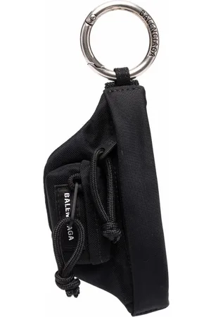 Balenciaga Logo Leather Keychain - Metallic Keychains