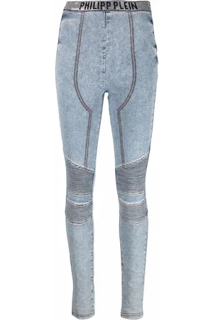 Philipp Plein Logo-waistband denim leggings