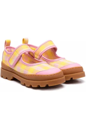 Camper Gingham-print ballerina shoes
