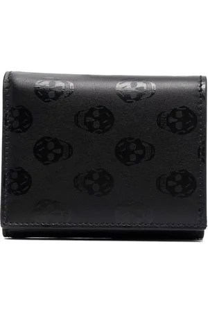 Alexander McQueen Black Leather Biker Skull Bifold Wallet